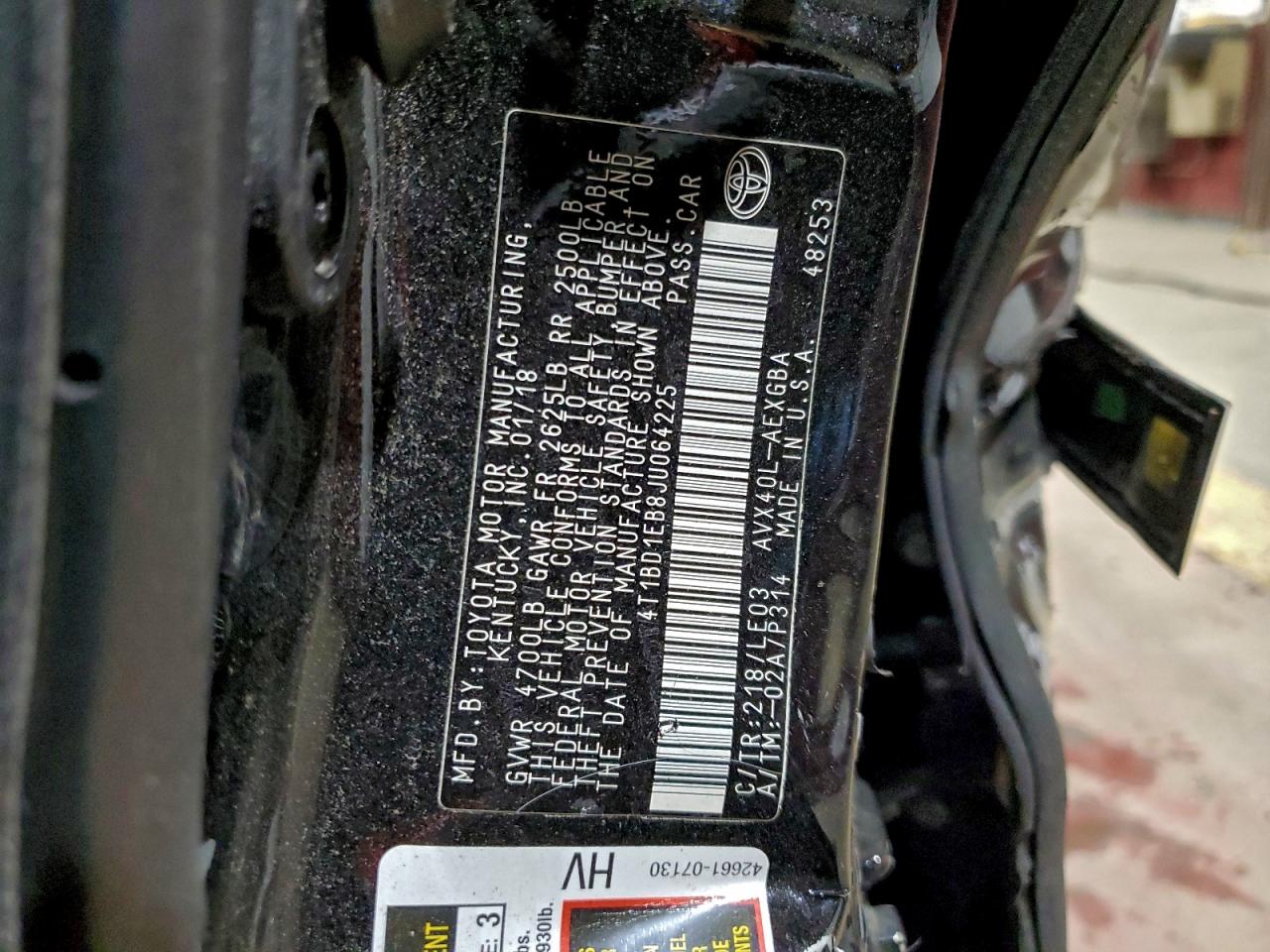 2018 Toyota Avalon Hybrid VIN: 4T1BD1EB8JU064225 Lot: 93960675