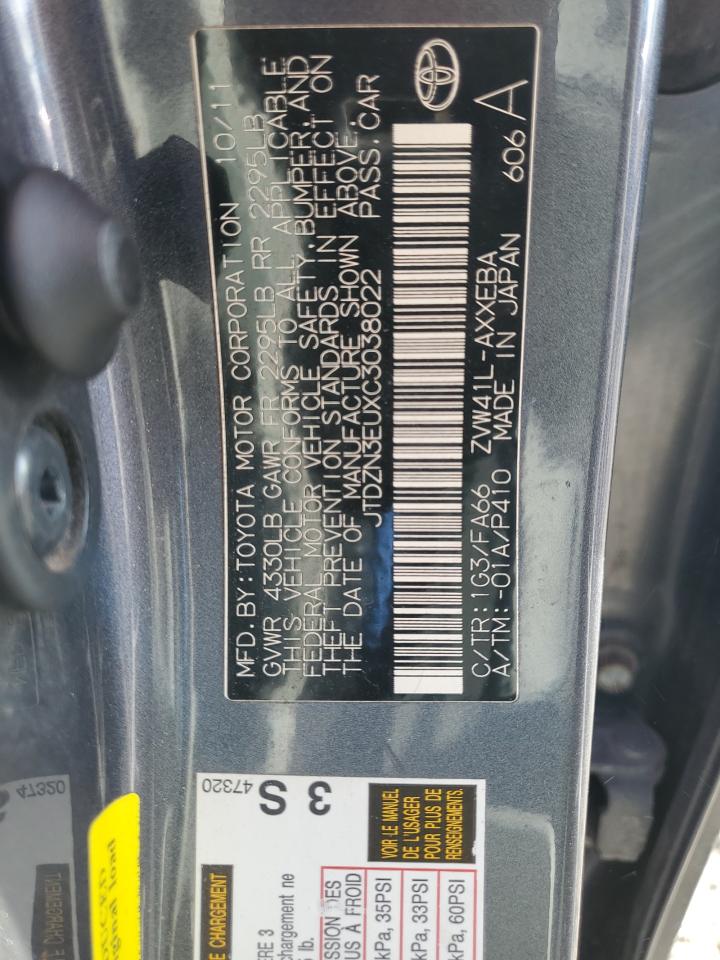 2012 Toyota Prius V VIN: JTDZN3EUXC3038022 Lot: 92128755