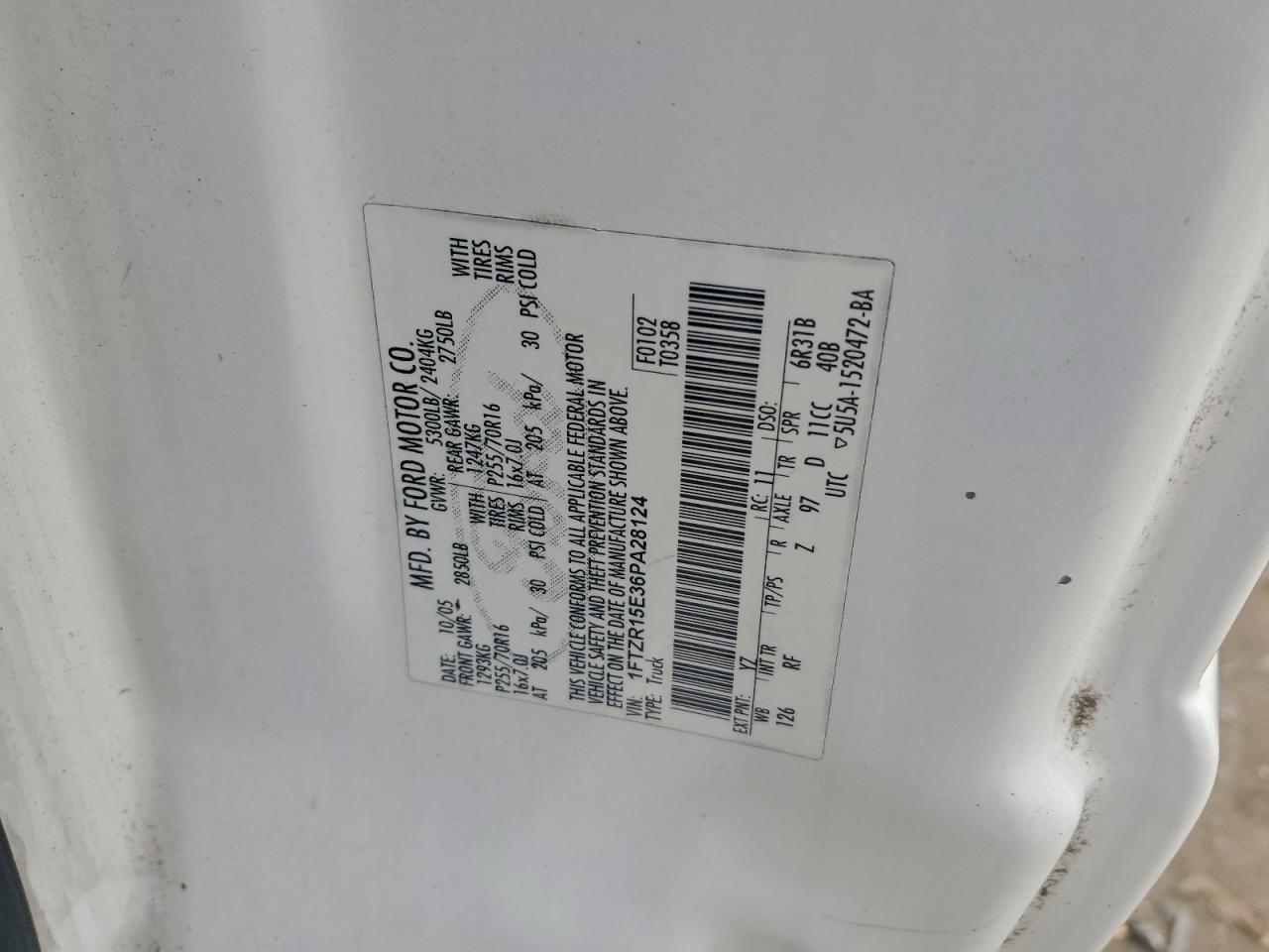 2006 Ford Ranger Super Cab VIN: 1FTZR15E36PA28124 Lot: 94475405