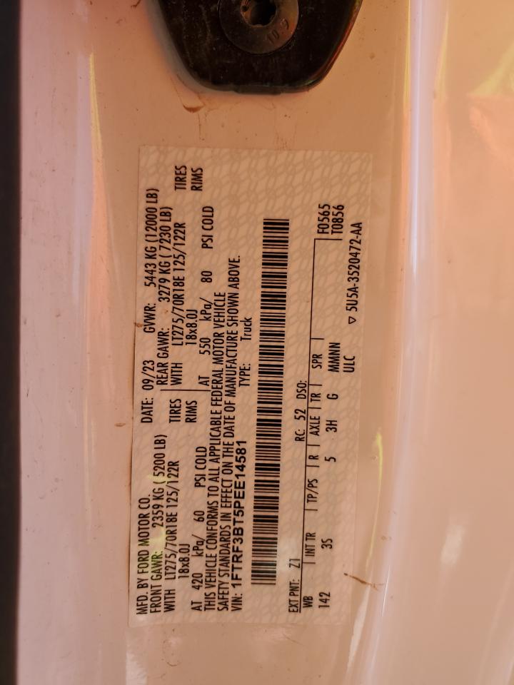 2023 Ford F350 Super Duty VIN: 1FTRF3BT5PEE14581 Lot: 87008605