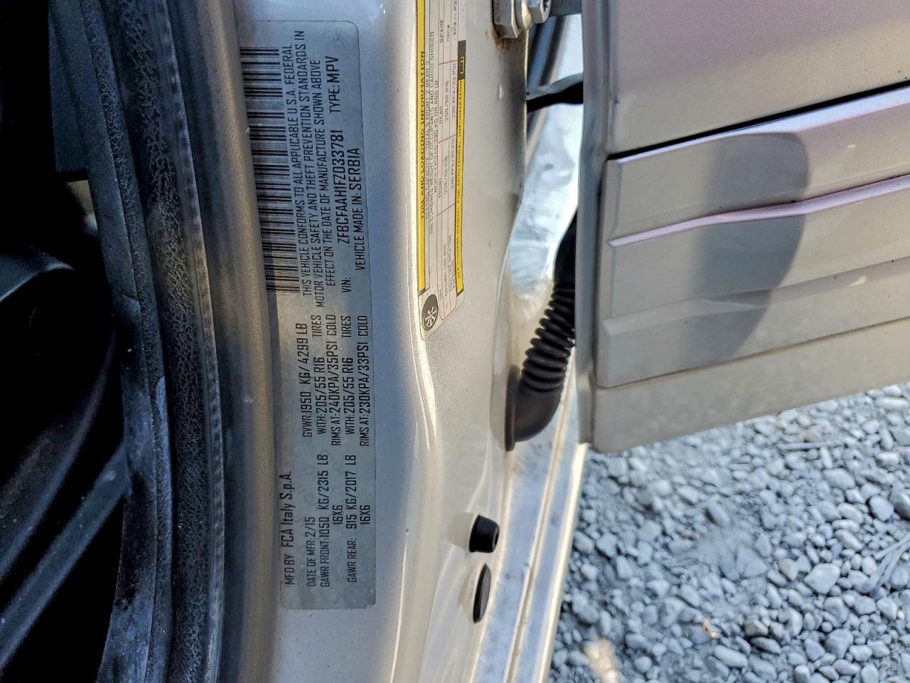 2015 Fiat 500L Pop VIN: ZFBCFAAH1FZ033781 Lot: 93936235