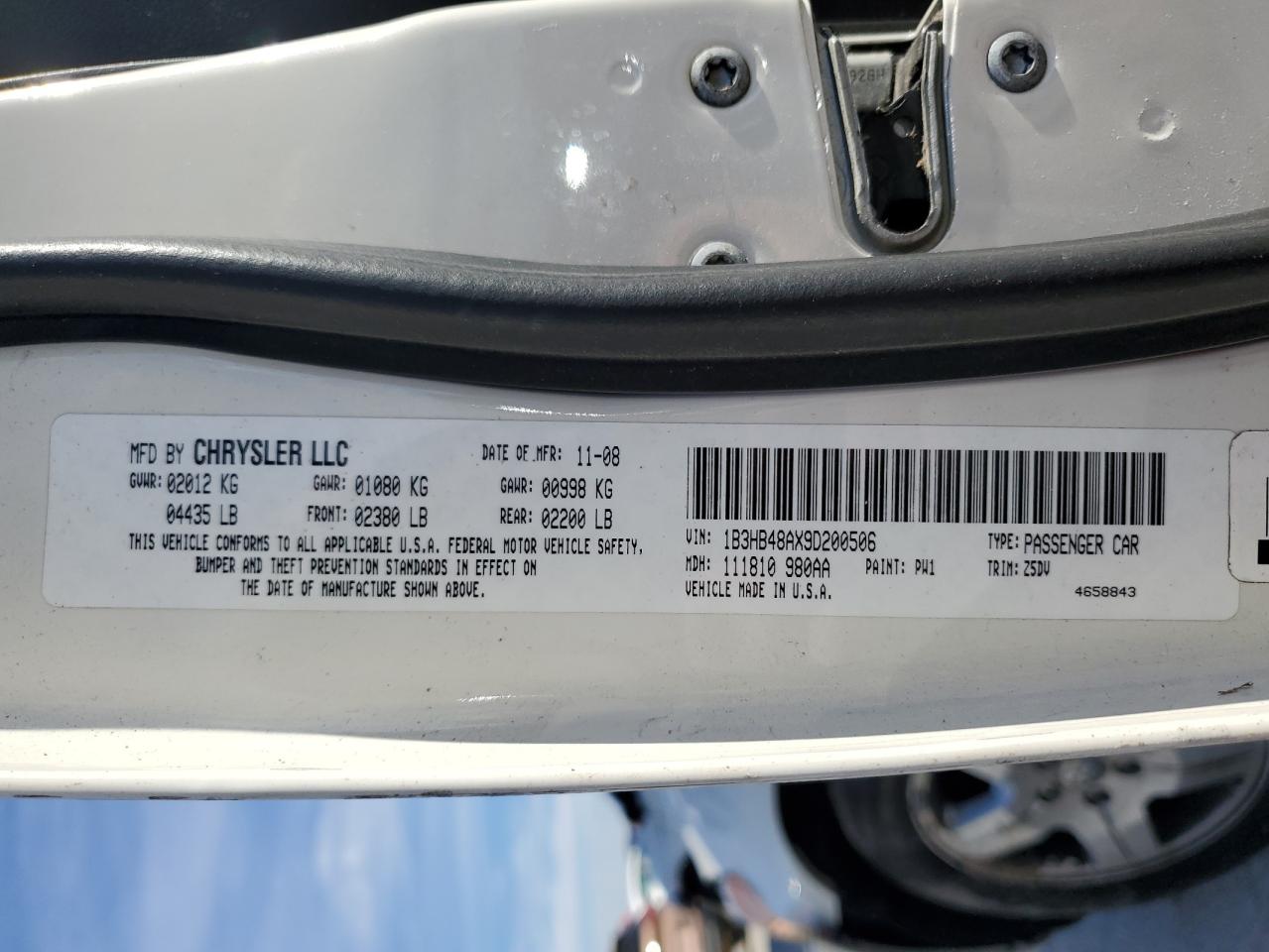 2009 Dodge Caliber Sxt VIN: 1B3HB48AX9D200506 Lot: 91011585