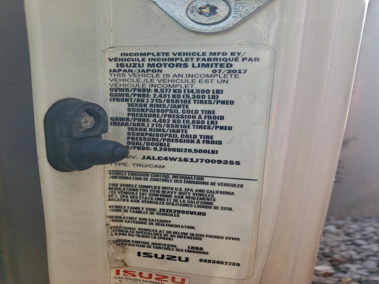 2018 Isuzu Npr Hd VIN: JALC4W161J7009255 Lot: 93896755