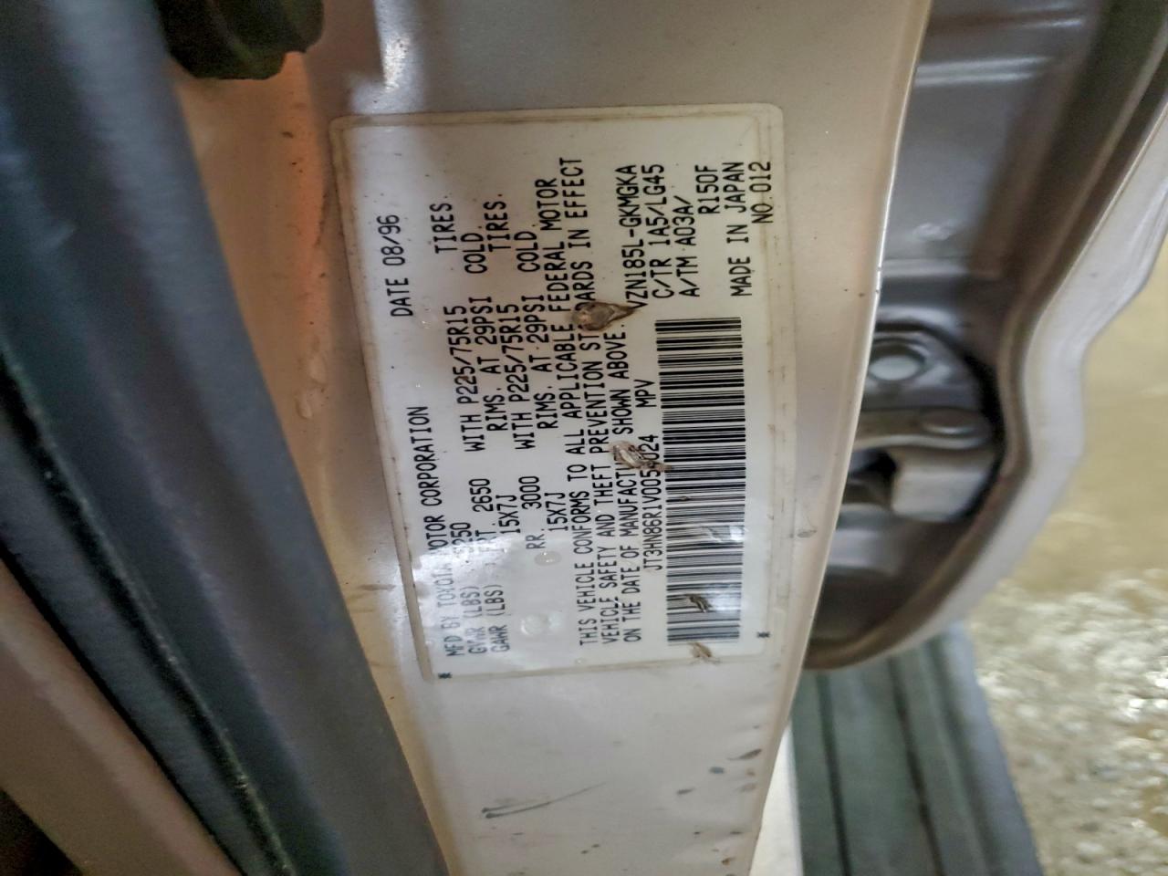 1997 Toyota 4Runner Sr5 VIN: JT3HN86R1V0054024 Lot: 93494545