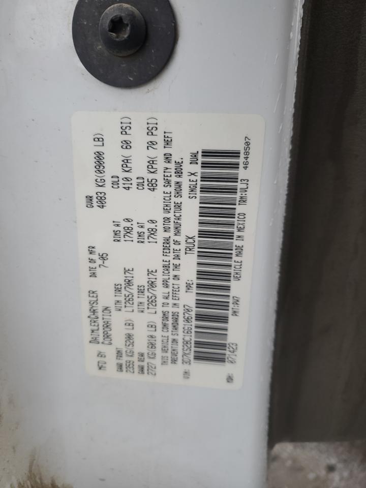 2006 Dodge Ram 2500 St VIN: 3D7KS28C16G106707 Lot: 92934215