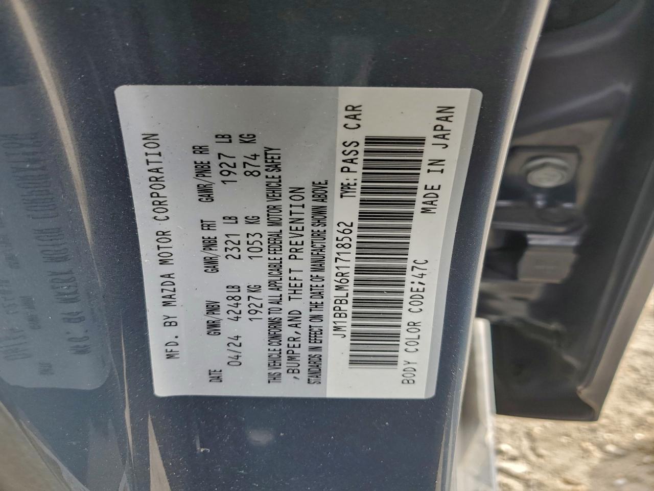 2024 Mazda 3 Preferred VIN: JM1BPBLM6R1718562 Lot: 93433675