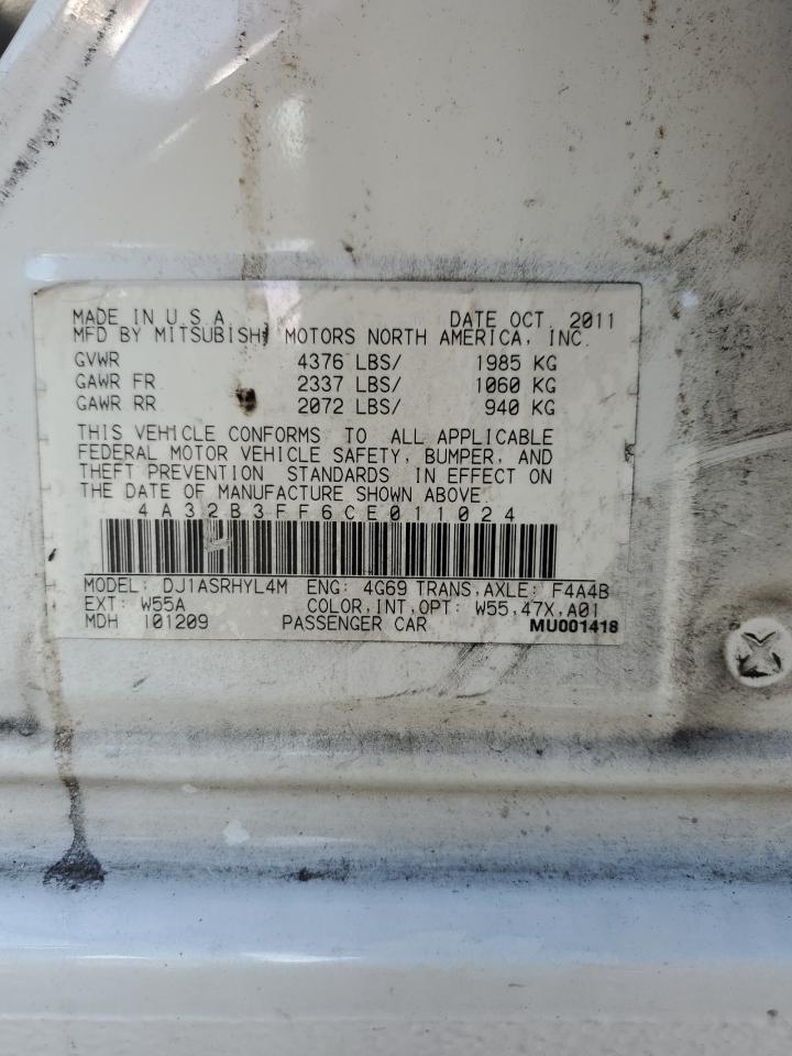 2012 Mitsubishi Galant Es VIN: 4A32B3FF6CE011024 Lot: 93695025