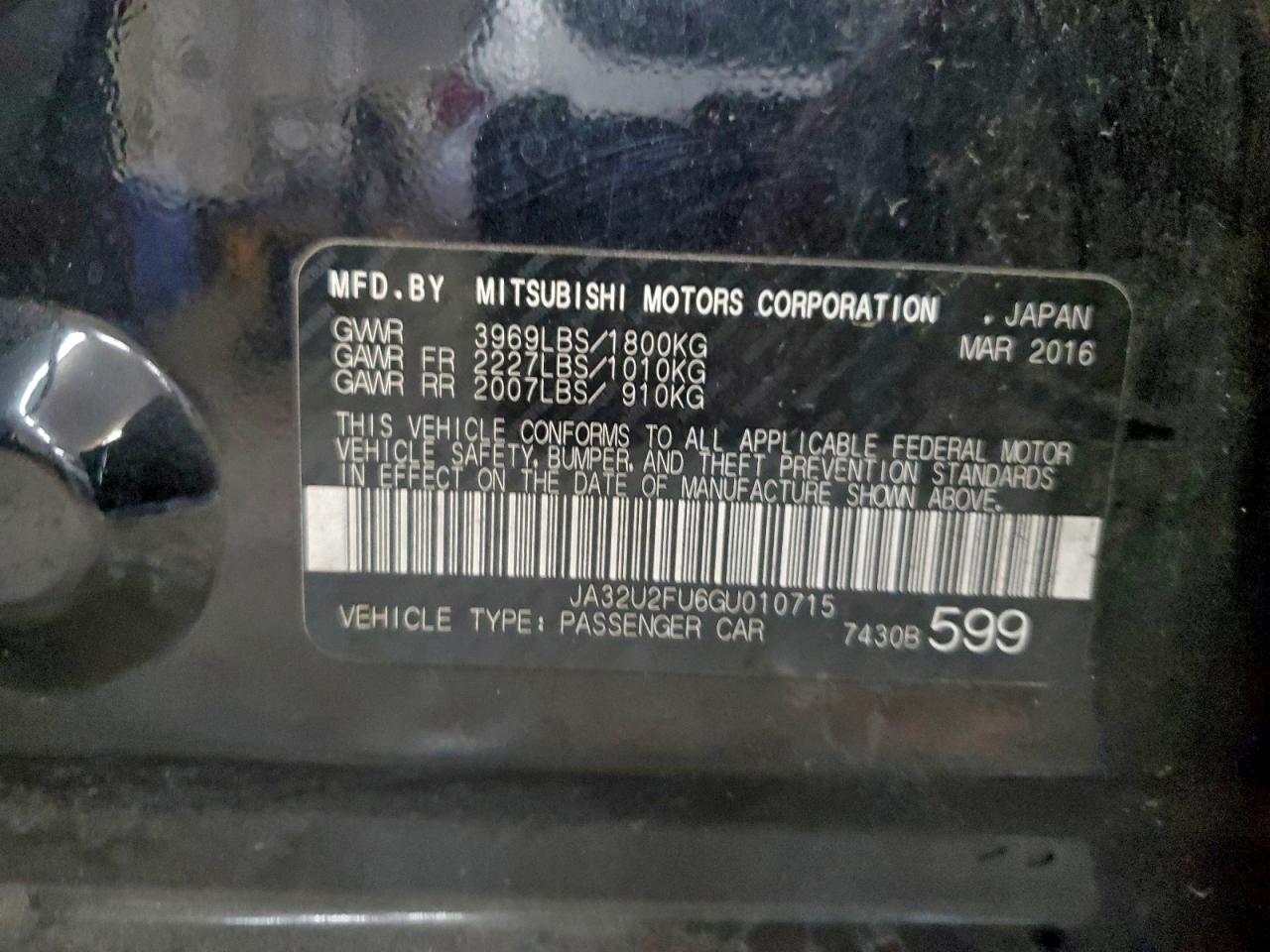 2016 Mitsubishi Lancer Es VIN: JA32U2FU6GU010715 Lot: 93773595