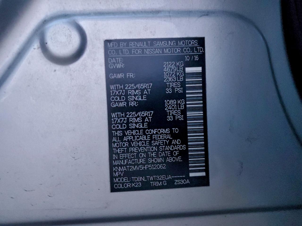 2017 Nissan Rogue S VIN: KNMAT2MV5HP512062 Lot: 93776455