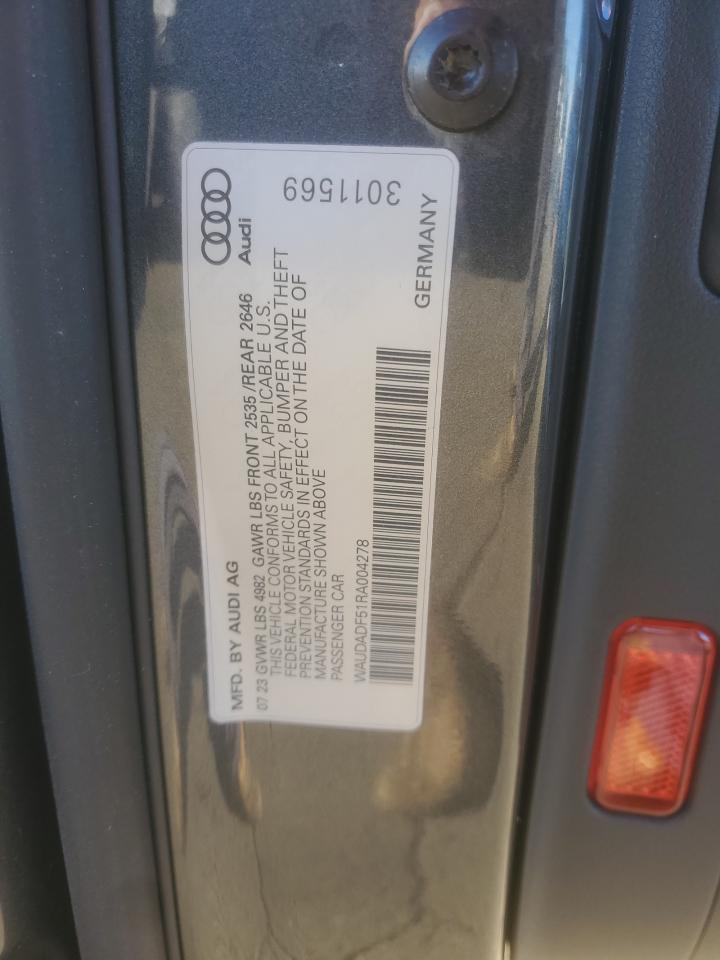 2024 Audi A5 Premium 45 VIN: WAUDADF51RA004278 Lot: 91783625