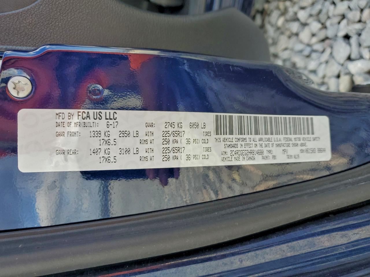 2017 Dodge Grand Caravan Gt VIN: 2C4RDGEG2HR814680 Lot: 94731275