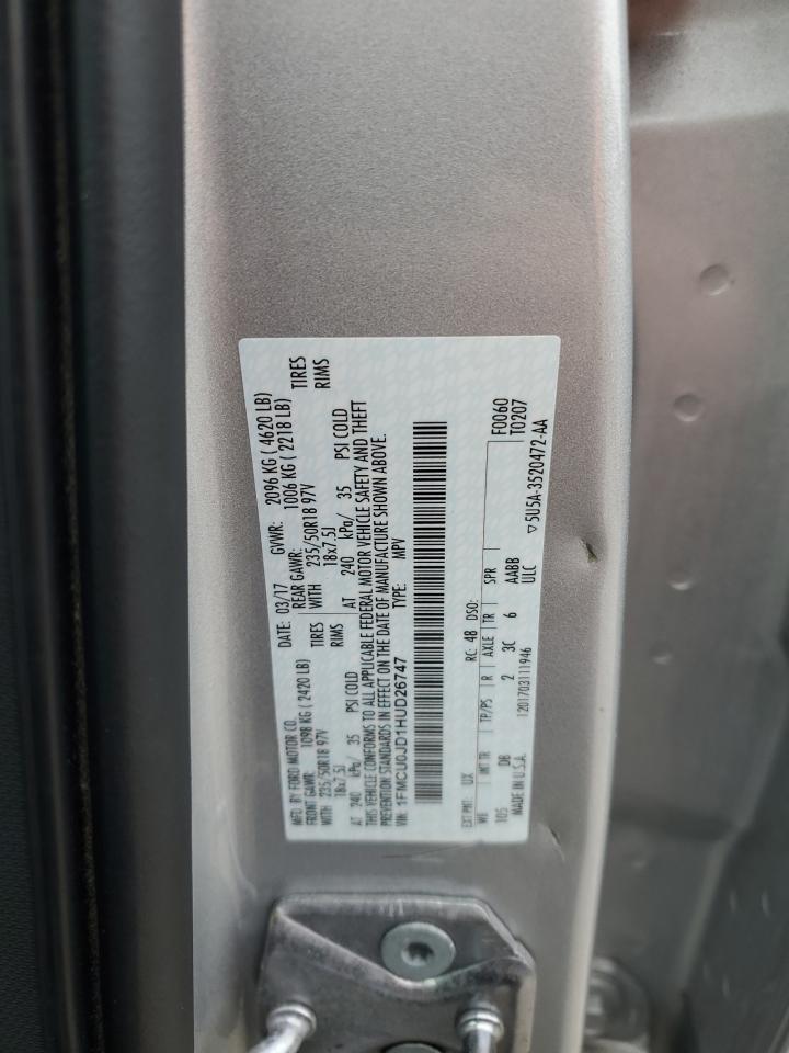 2017 Ford Escape Titanium VIN: 1FMCU0JD1HUD26747 Lot: 91191585