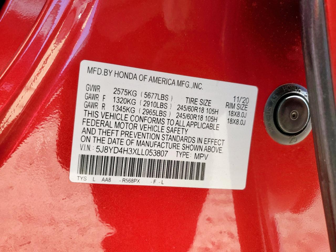 2020 Acura Mdx VIN: 5J8YD4H3XLL053807 Lot: 91339485