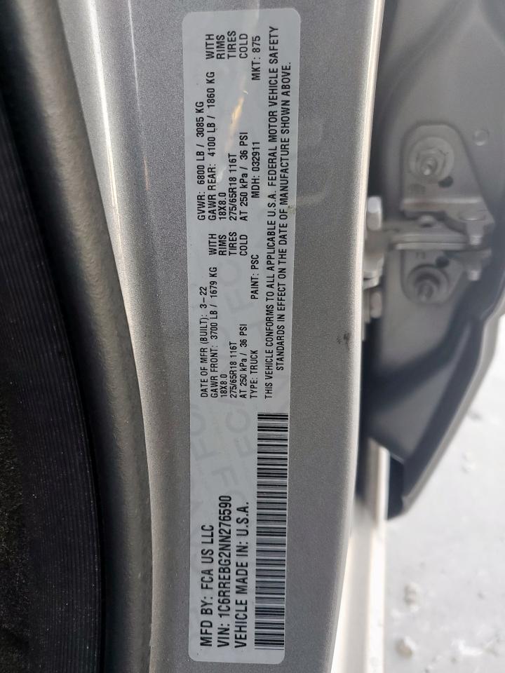 2022 Ram 1500 Big Horn/Lone Star VIN: 1C6RREBG2NN276590 Lot: 92608325