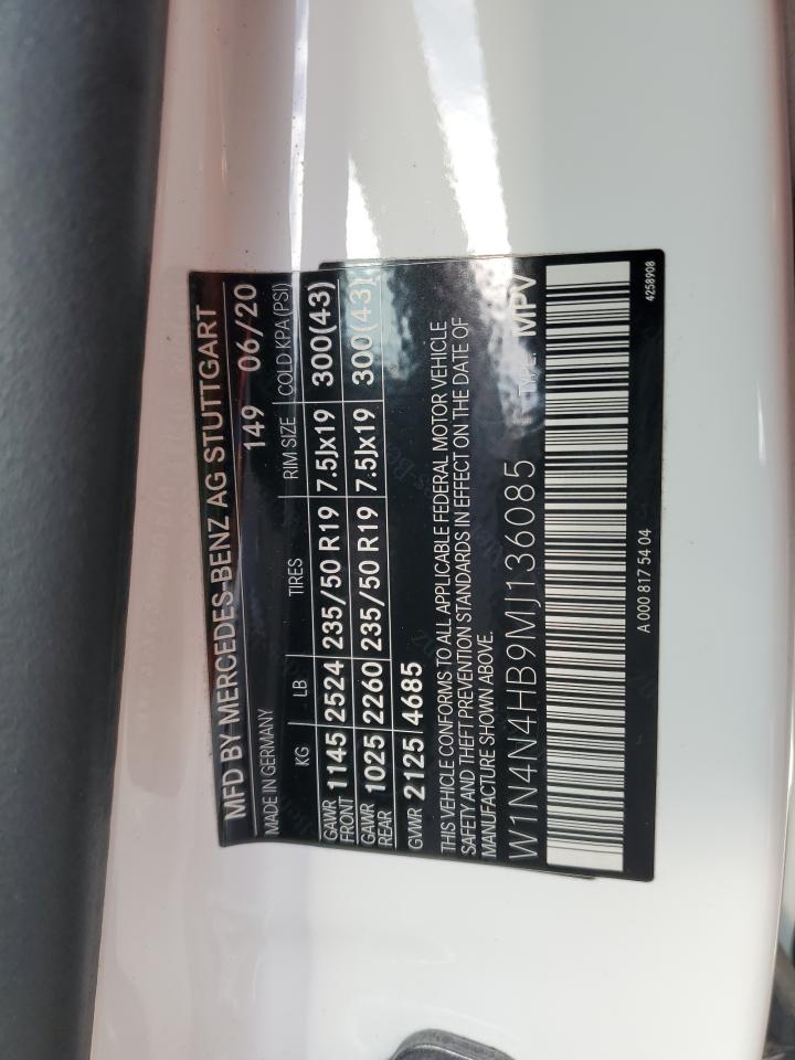 2021 Mercedes-Benz Gla 250 4Matic VIN: W1N4N4HB9MJ136085 Lot: 92642655