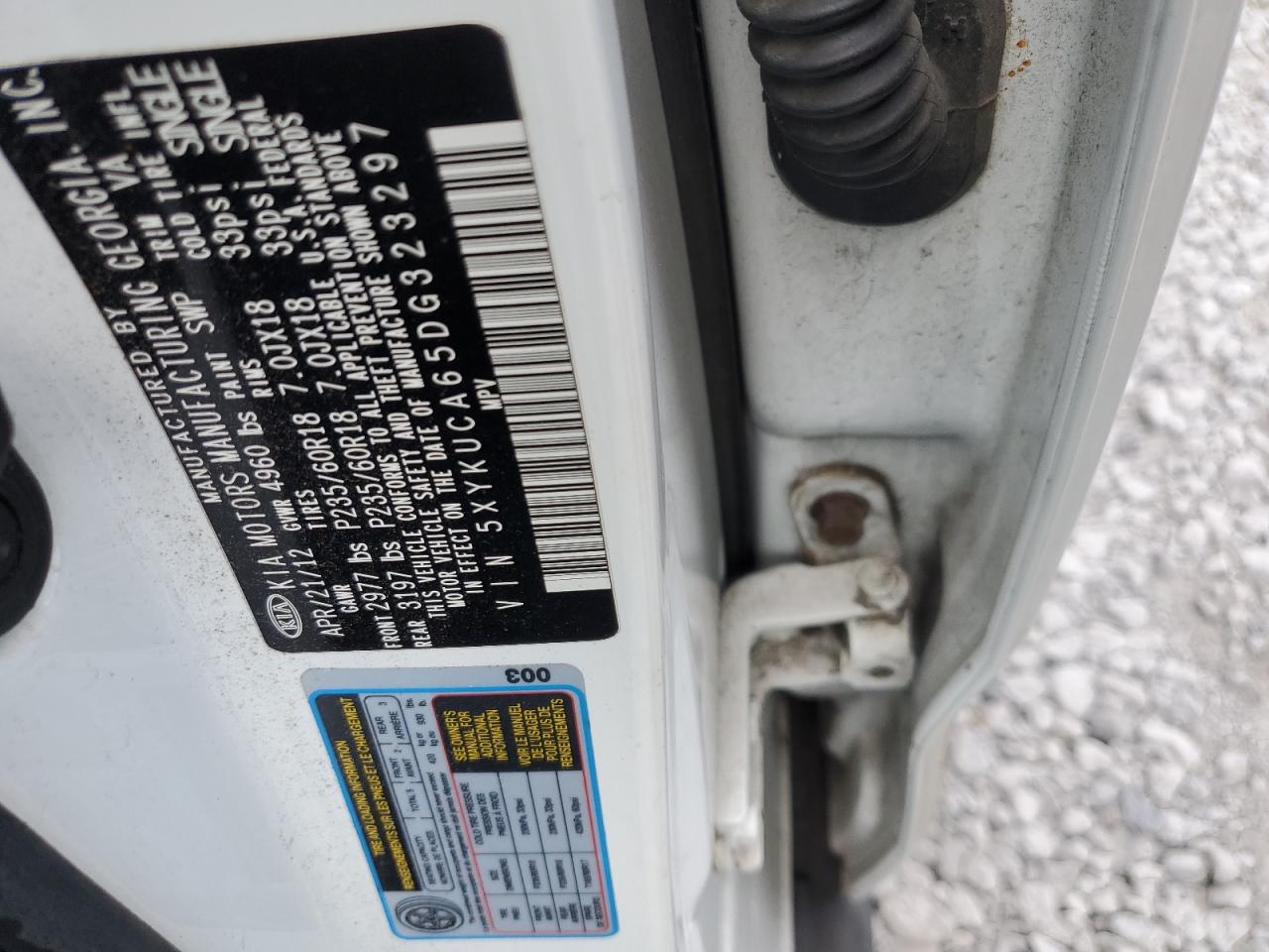 2013 Kia Sorento Ex VIN: 5XYKUCA65DG323297 Lot: 90975965