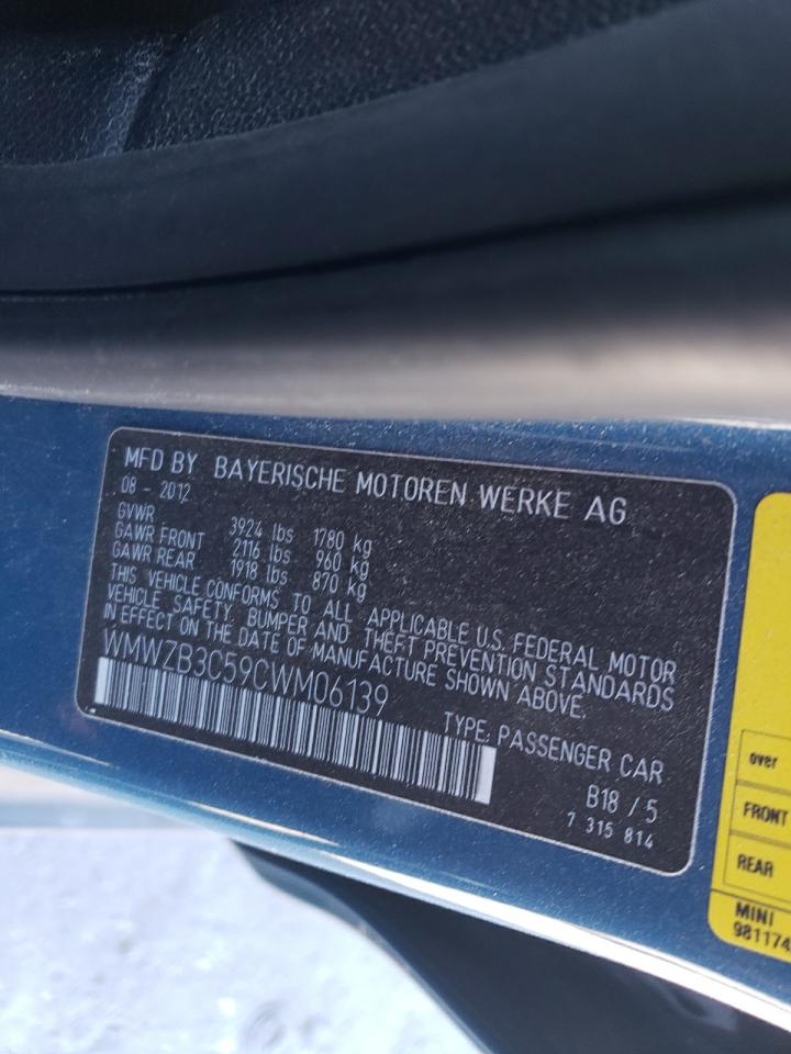 2012 Mini Cooper Countryman VIN: WMWZB3C59CWM06139 Lot: 91352205