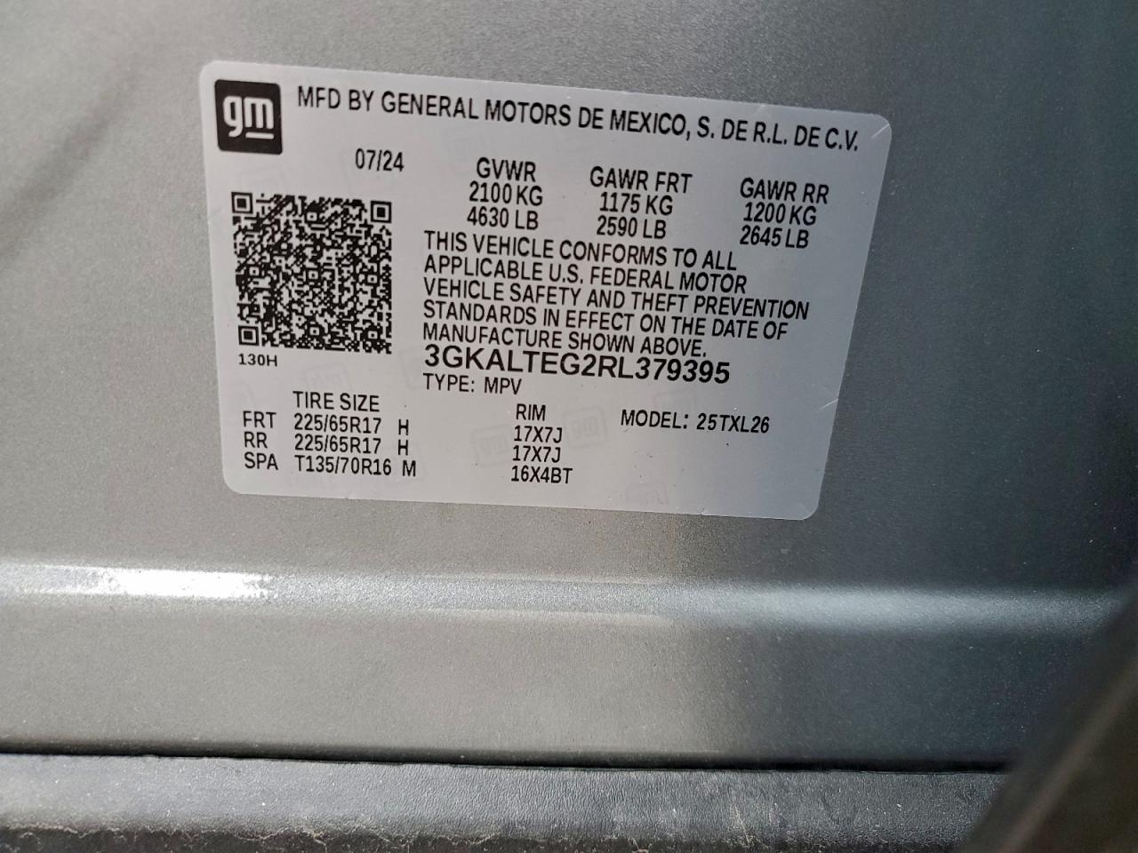 2024 GMC Terrain Sle VIN: 3GKALTEG2RL379395 Lot: 93841895