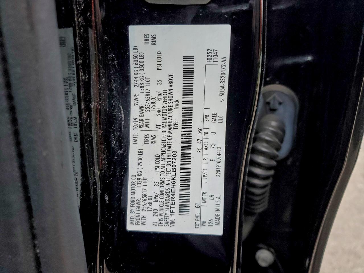 2019 Ford Ranger Xl VIN: 1FTER4EH6KLB07203 Lot: 93490655