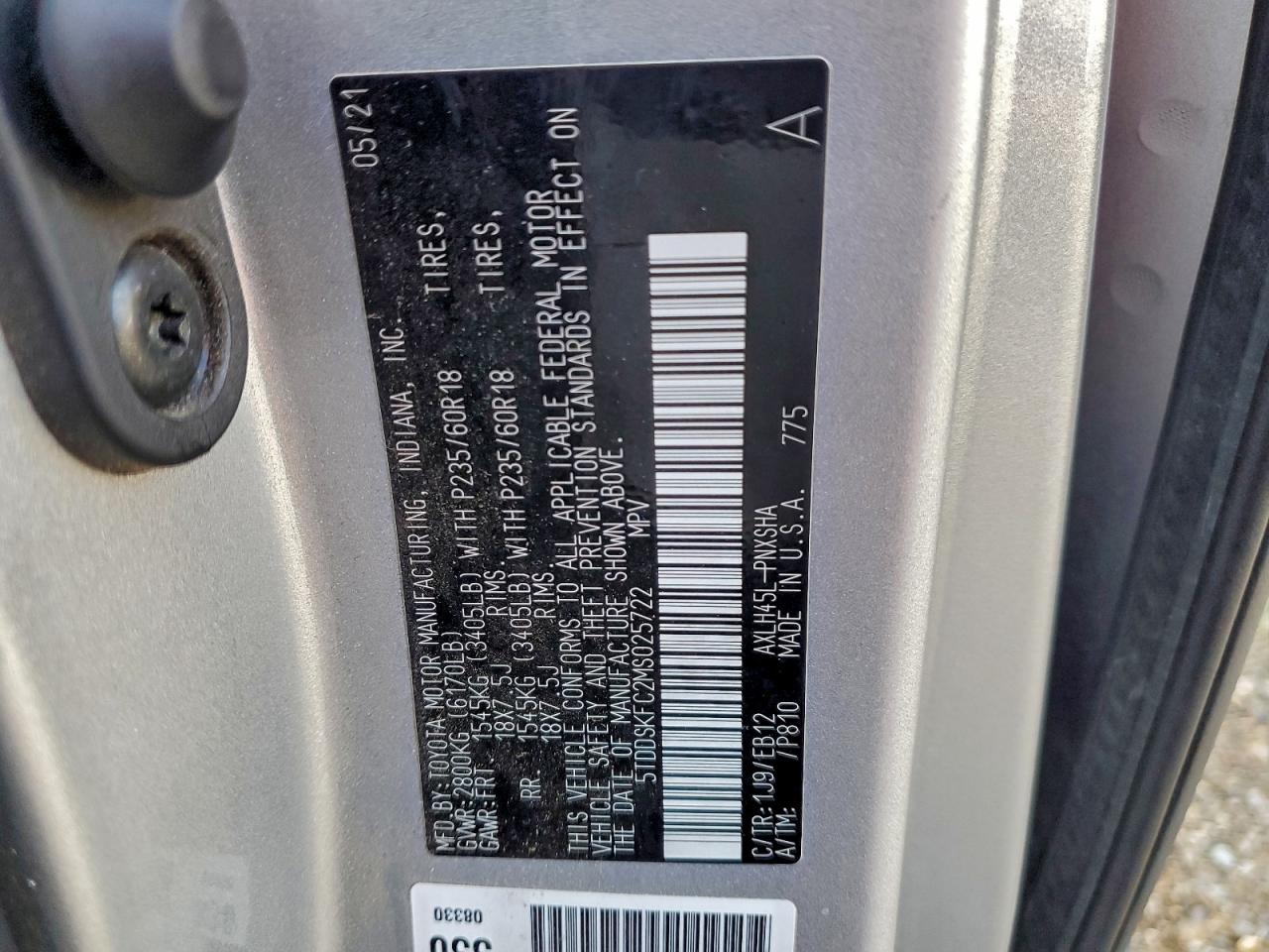 2021 Toyota Sienna Xse VIN: 5TDDSKFC2MS025722 Lot: 94160515