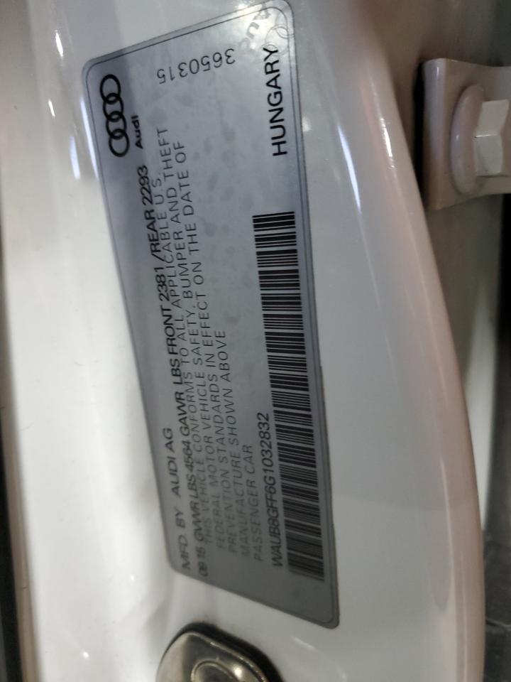 2016 Audi A3 Premium VIN: WAUB8GFF6G1032832 Lot: 93018355