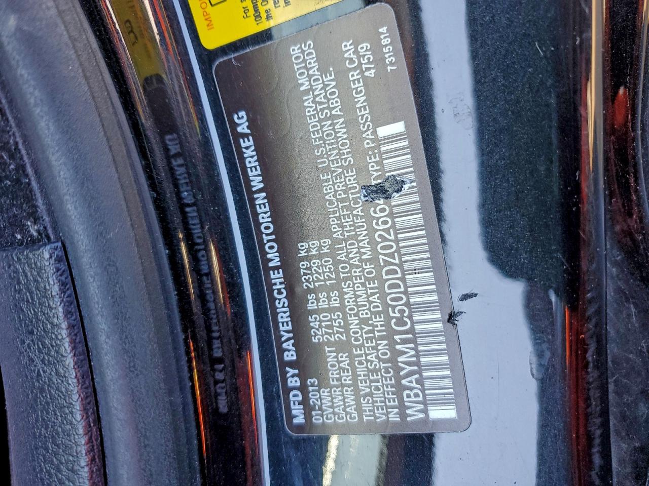 2013 BMW 650 Xi VIN: WBAYM1C50DDZ02664 Lot: 92399695