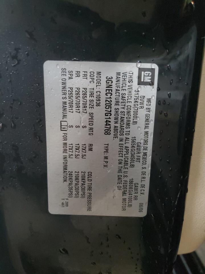 2007 Chevrolet Avalanche C1500 VIN: 3GNEC12057G144768 Lot: 92414305