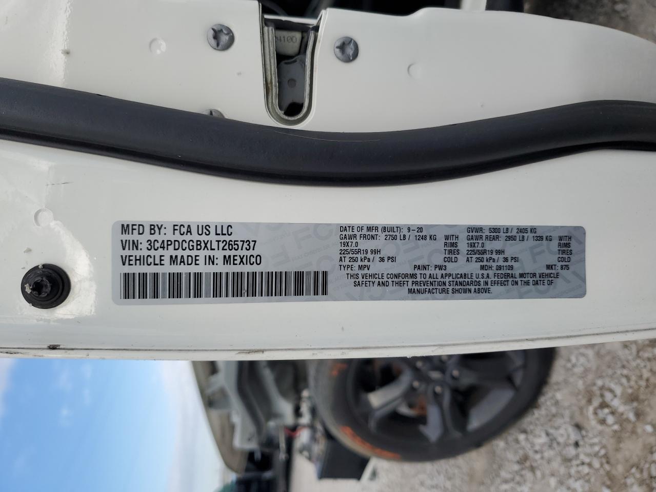 2020 Dodge Journey Crossroad VIN: 3C4PDCGBXLT265737 Lot: 92019585