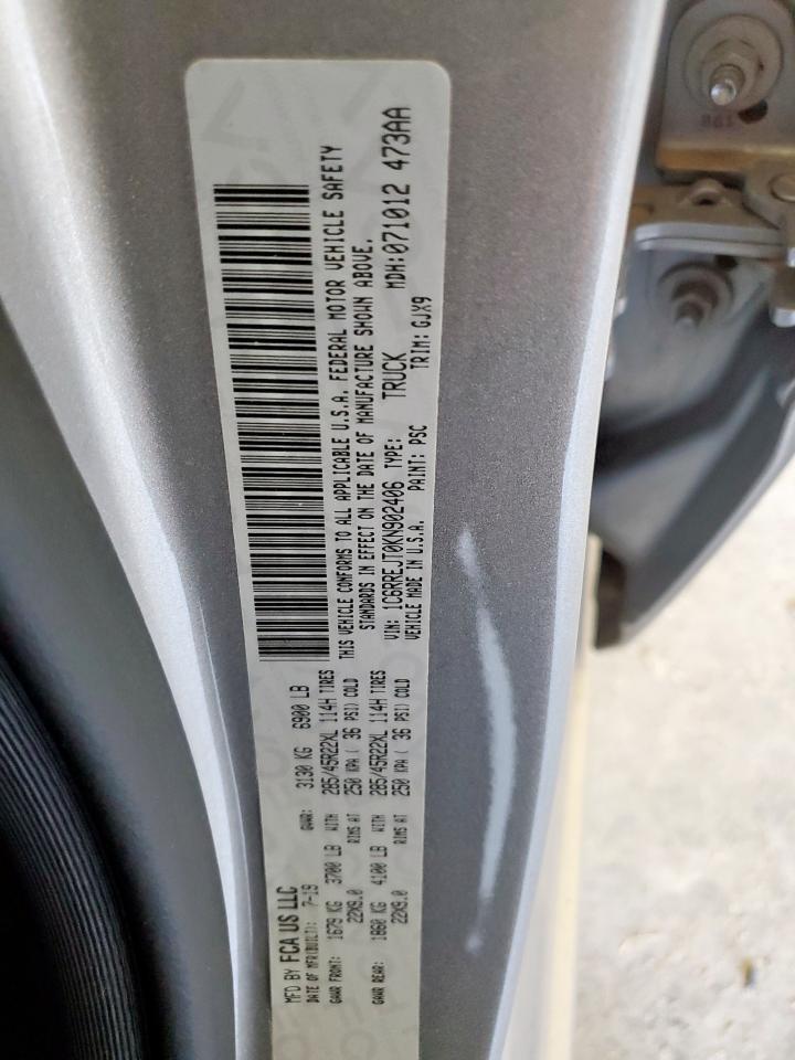 2019 Ram 1500 Laramie VIN: 1C6RREJT0KN902406 Lot: 91431665