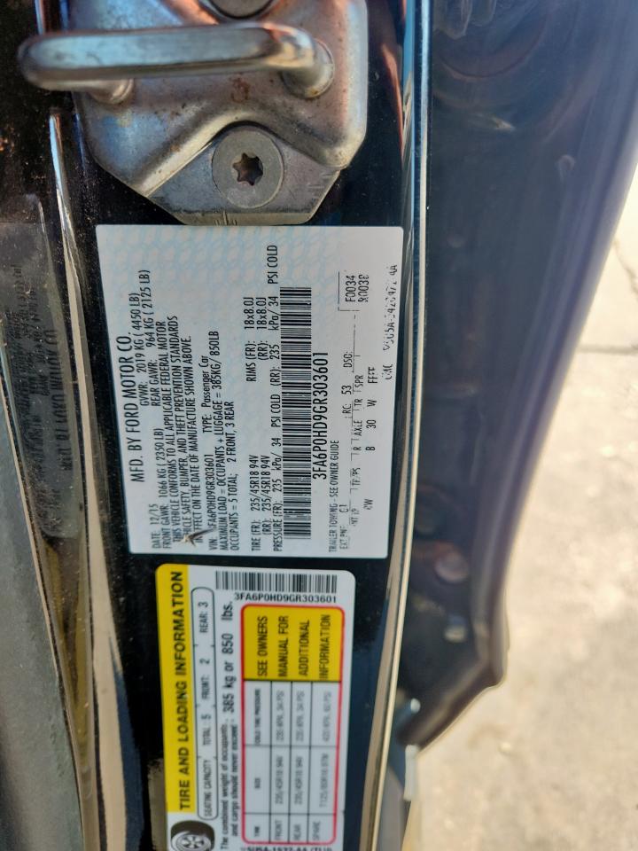 2016 Ford Fusion Se VIN: 3FA6P0HD9GR303601 Lot: 91513555