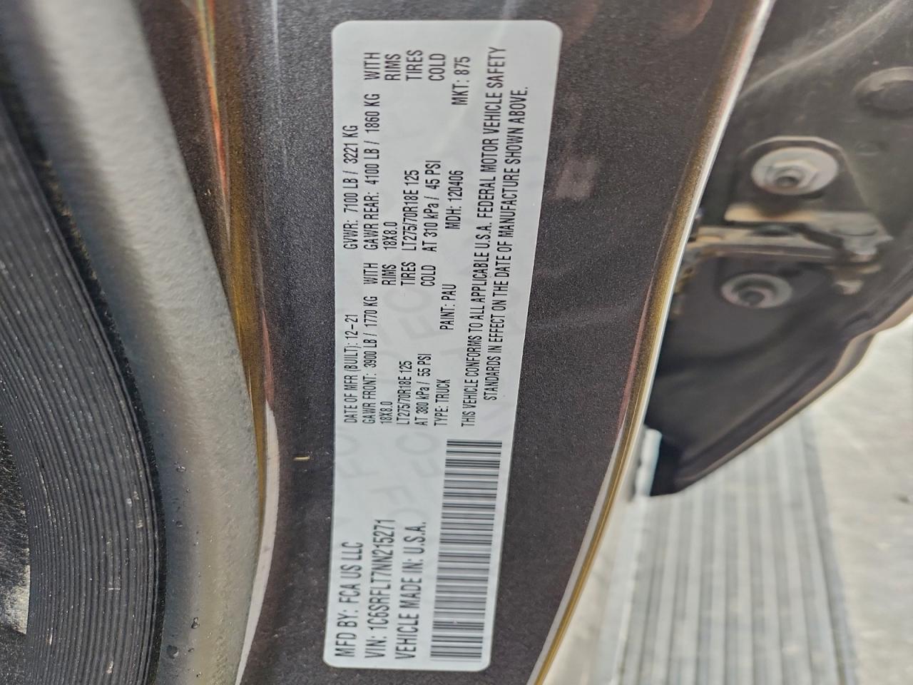 2022 Ram 1500 Rebel VIN: 1C6SRFLT7NN215271 Lot: 94082525