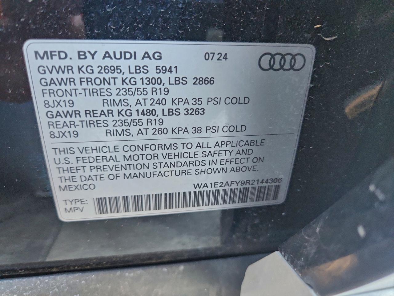 2024 Audi Q5 E Premium Plus 55 VIN: WA1E2AFY9R2144306 Lot: 94034575