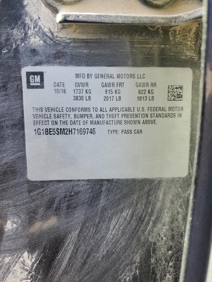 2017 Chevrolet Cruze Lt VIN: 1G1BE5SM2H7169746 Lot: 91085765