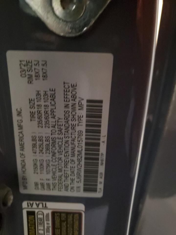 2021 Honda Cr-V Exl VIN: 5J6RW2H82ML015769 Lot: 92258955