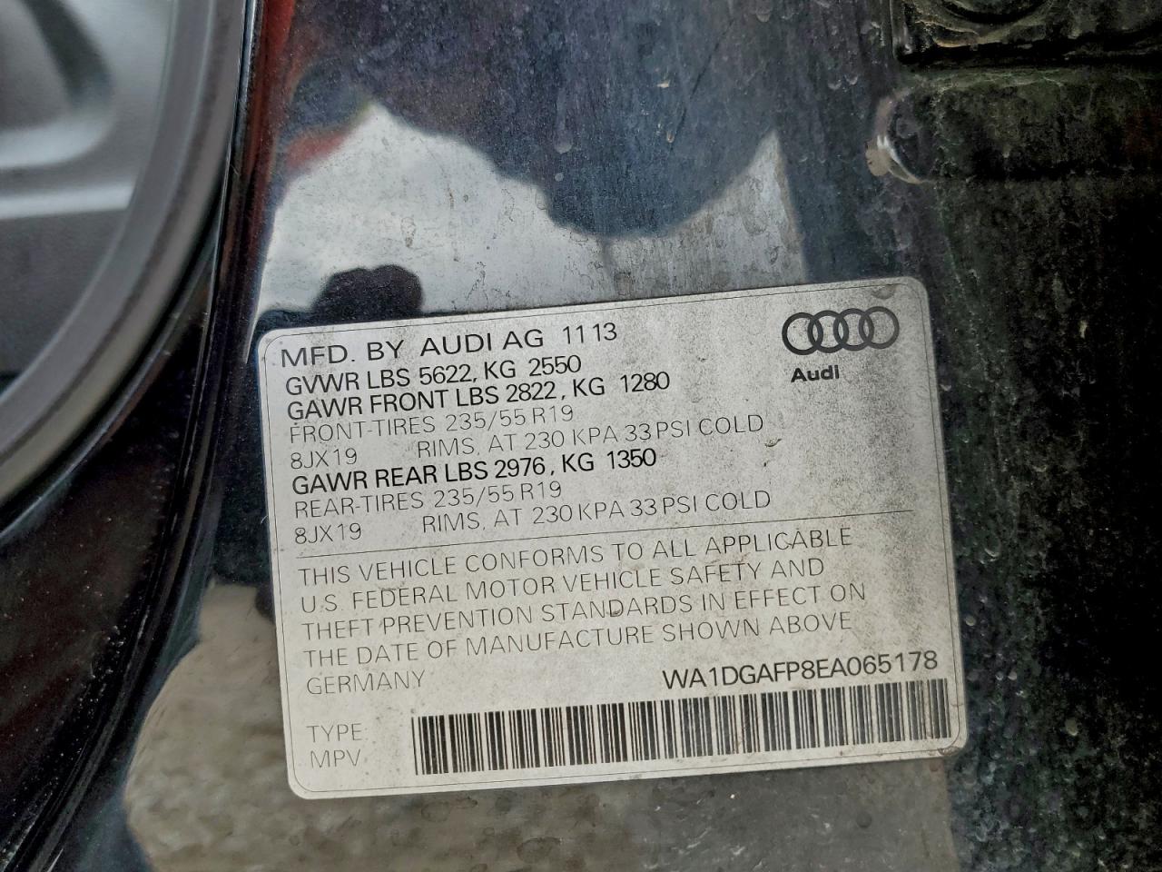 2014 Audi Q5 Premium Plus VIN: WA1DGAFP8EA065178 Lot: 93043395