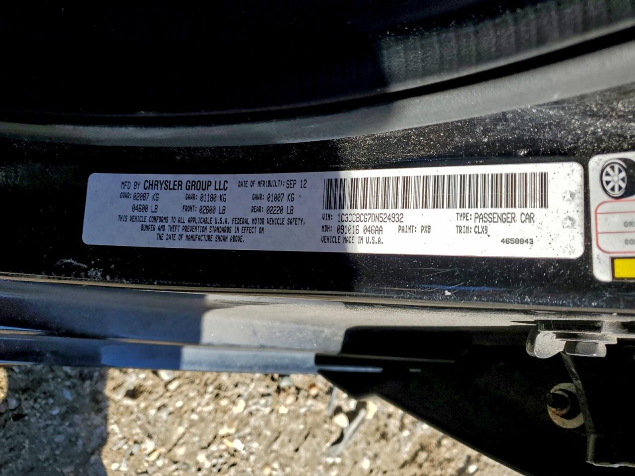 2013 Chrysler 200 Limited VIN: 1C3CCBCG7DN524932 Lot: 93941495