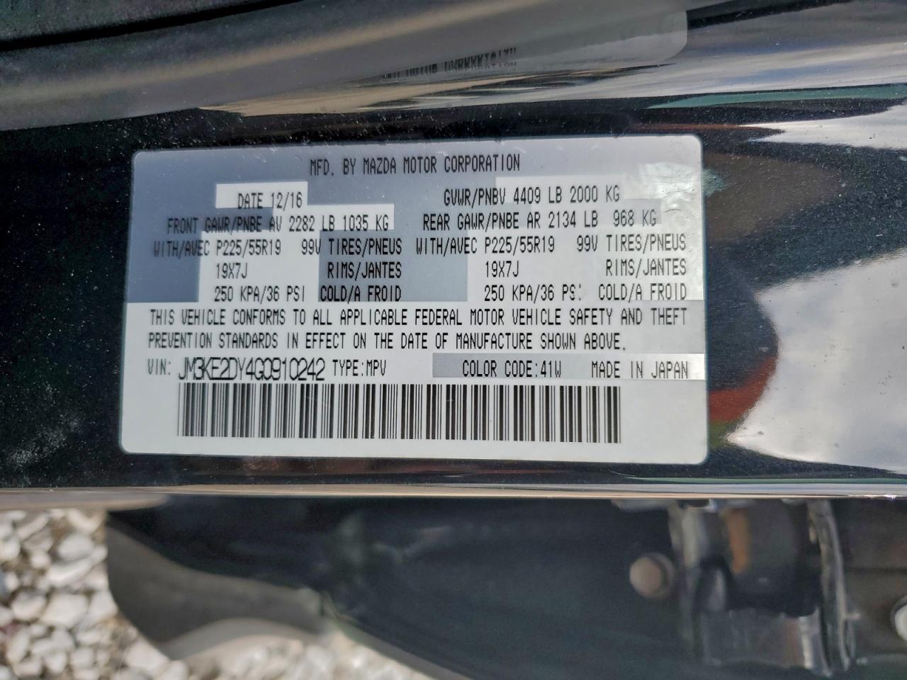 2016 Mazda Cx-5 Gt VIN: JM3KE2DY4G0910242 Lot: 93837645