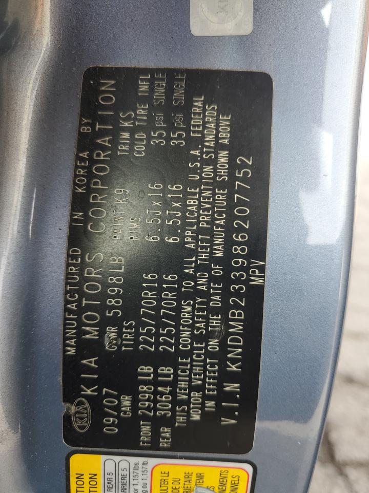 2008 Kia Sedona Ex VIN: KNDMB233986207752 Lot: 92447935