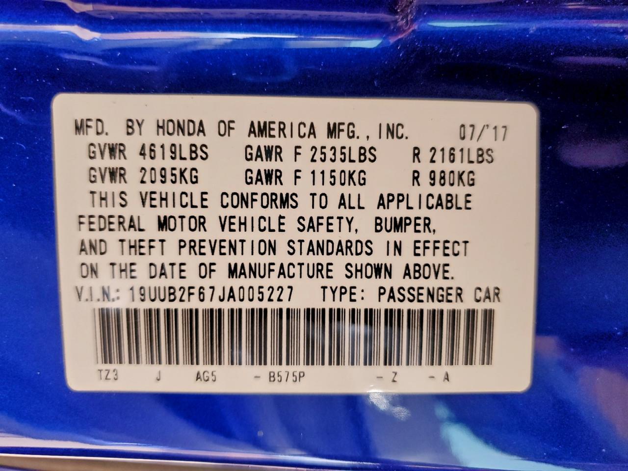 2018 Acura Tlx Tech+A VIN: 19UUB2F67JA005227 Lot: 93946895