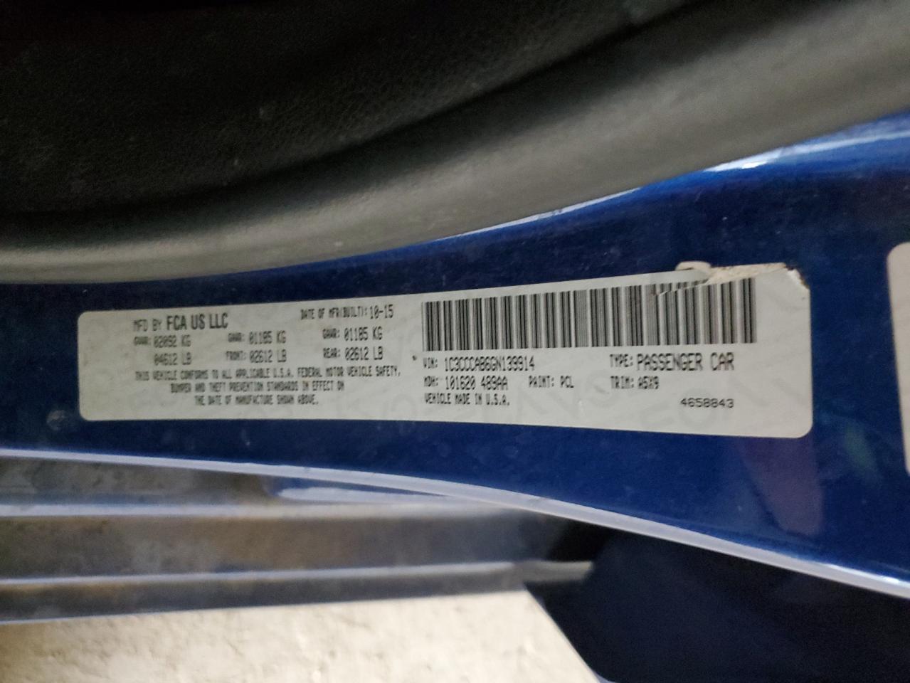 2016 Chrysler 200 Limited VIN: 1C3CCCAB6GN139914 Lot: 92856695