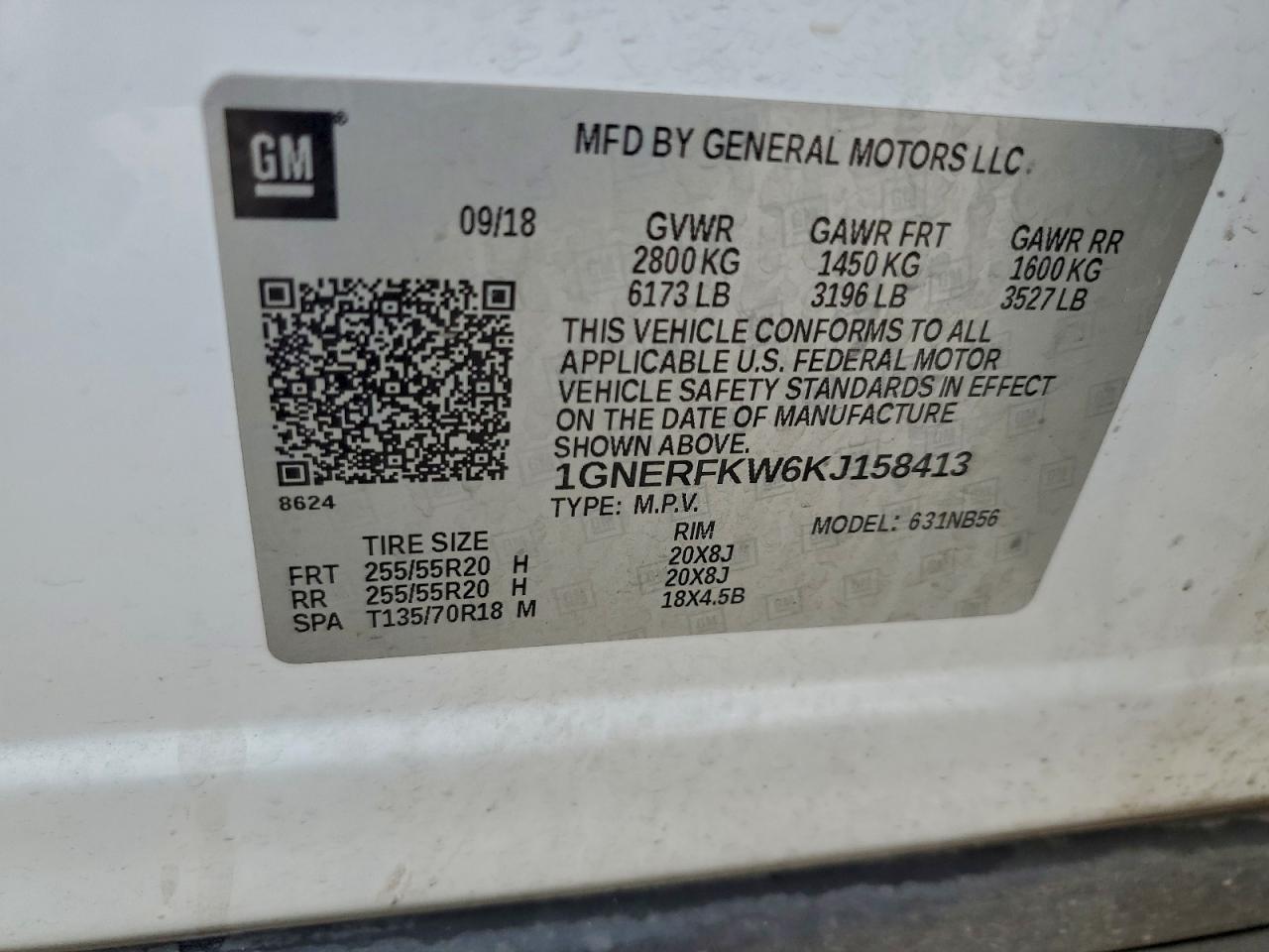 2019 Chevrolet Traverse Ls VIN: 1GNERFKW6KJ158413 Lot: 94167065