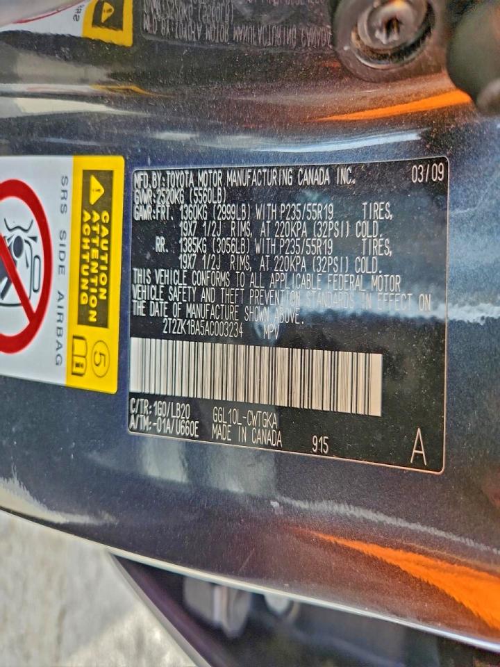 2010 Lexus Rx 350 VIN: 2T2ZK1BA5AC003234 Lot: 93768285