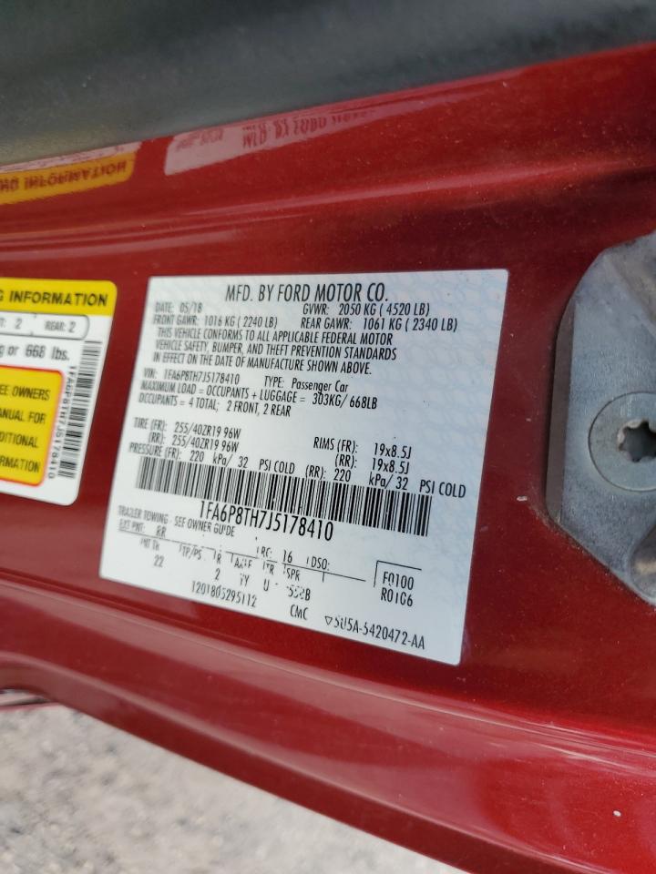 2018 Ford Mustang VIN: 1FA6P8TH7J5178410 Lot: 91275165