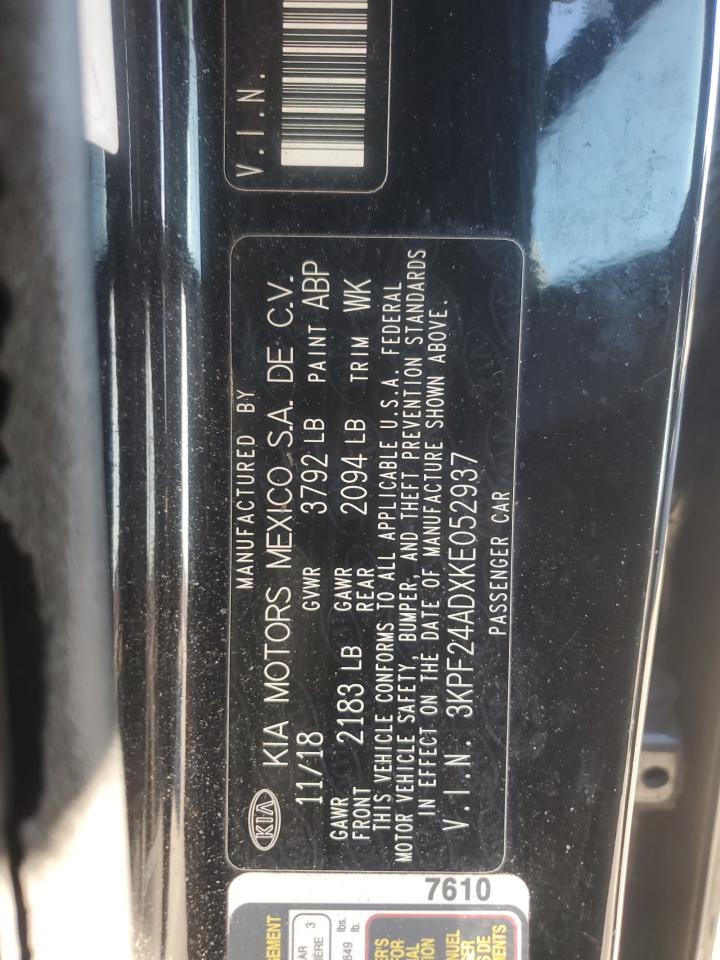 2019 Kia Forte Fe VIN: 3KPF24ADXKE052937 Lot: 92487455