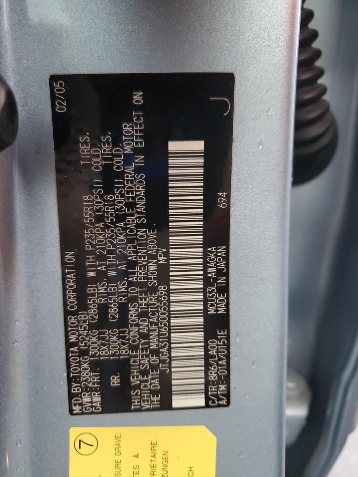 2005 Lexus Rx 330 VIN: JTJGA31U650055698 Lot: 93092215