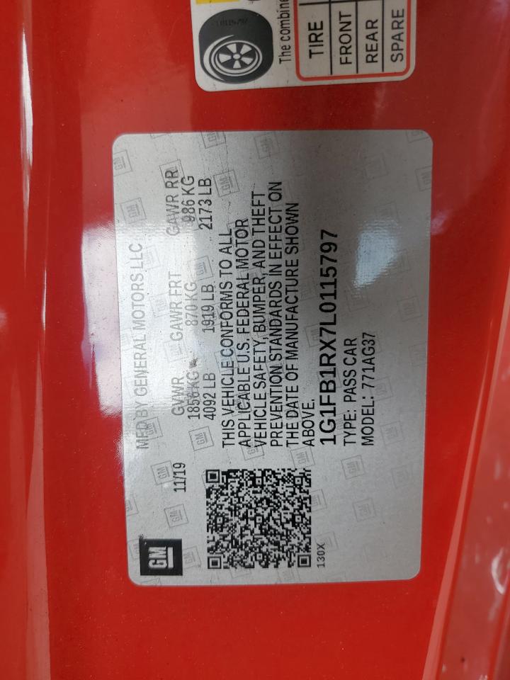 2020 Chevrolet Camaro Ls VIN: 1G1FB1RX7L0115797 Lot: 92383725