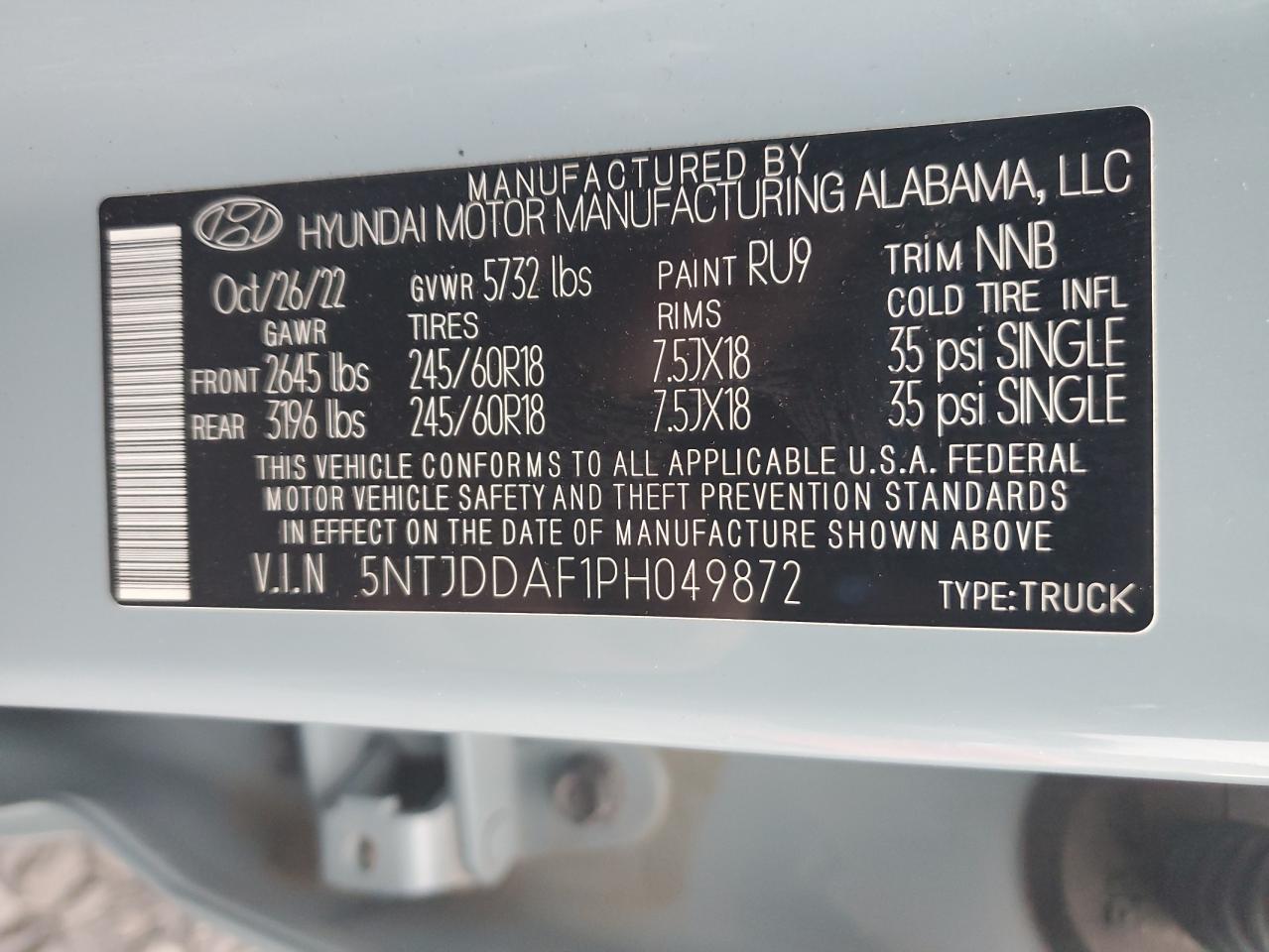 2023 Hyundai Santa Cruz Sel Premium VIN: 5NTJDDAF1PH049872 Lot: 91865235