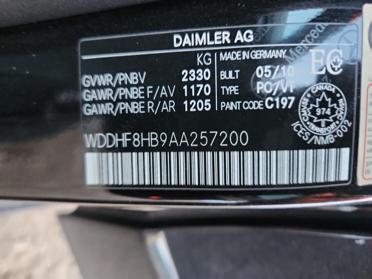 2010 Mercedes-Benz E 350 4Matic VIN: WDDHF8HB9AA257200 Lot: 93134795