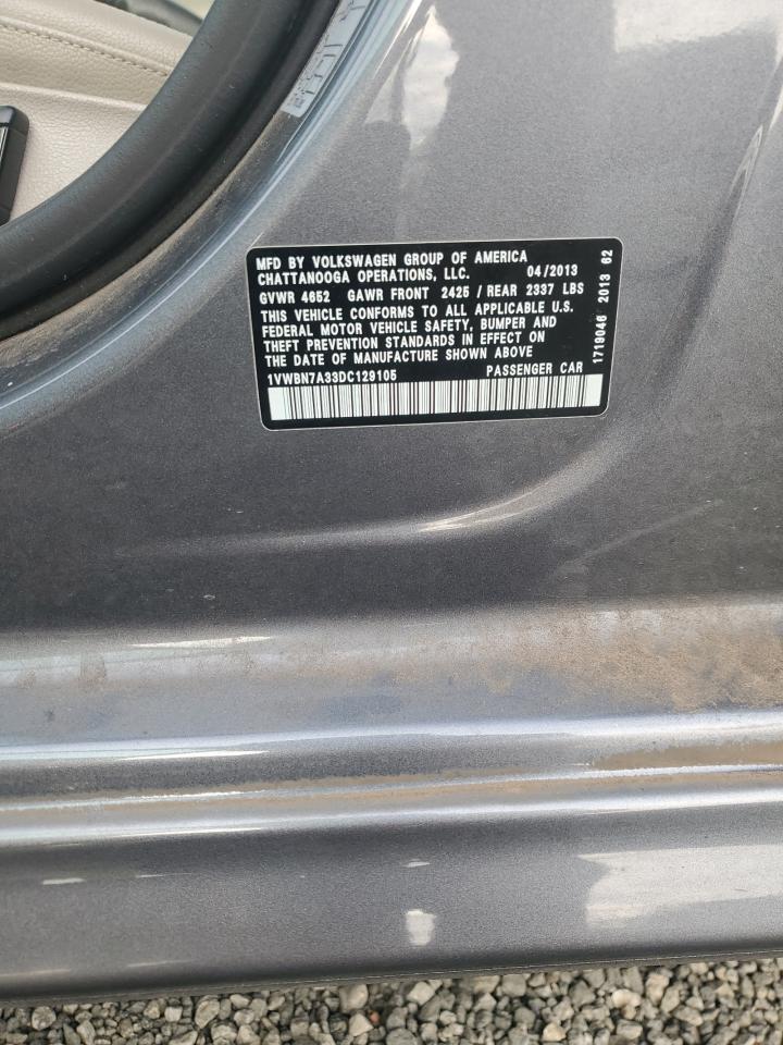 2013 Volkswagen Passat Se VIN: 1VWBN7A33DC129105 Lot: 93612375