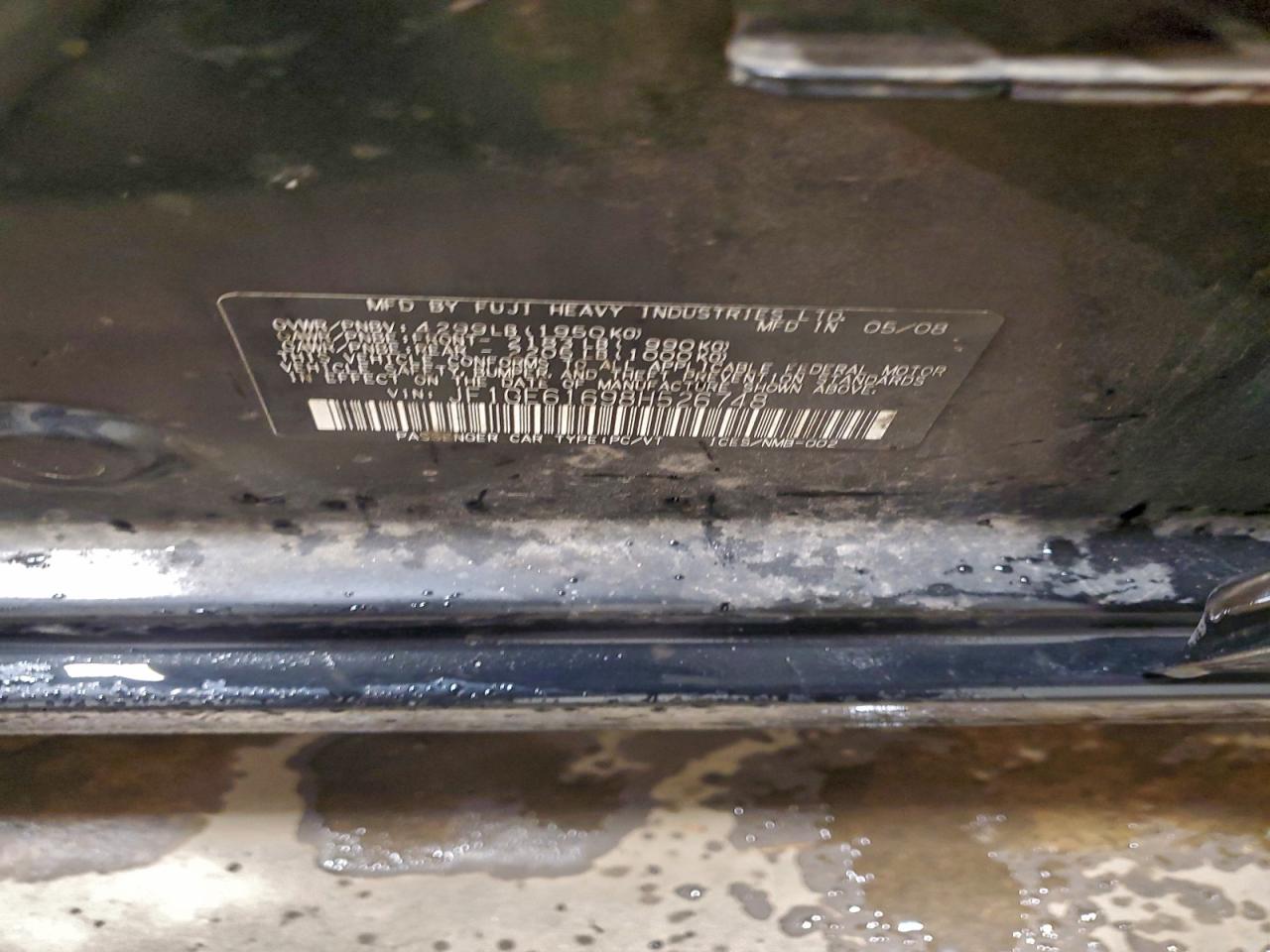 2008 Subaru Impreza 2.5I VIN: JF1GE61698H526748 Lot: 94378095